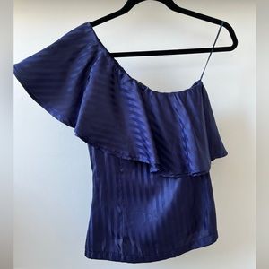 Mango silky navy blouse